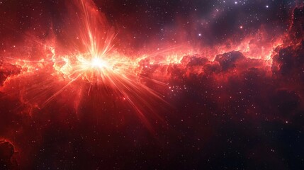 Wall Mural - Stellar Blast Fiery cosmic event explodes amidst clouds in a vast, endless universe