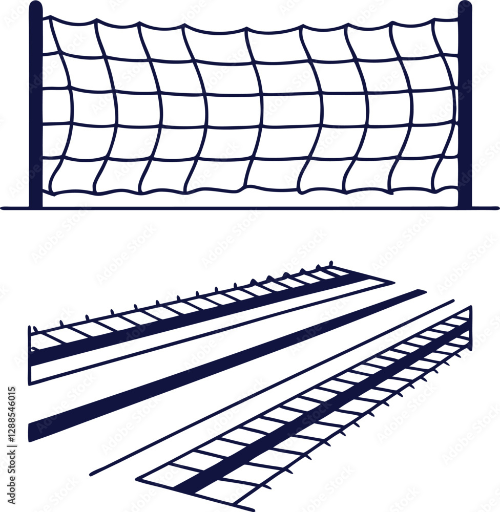 Volleyball net and boundary elements in vector format for sports ...