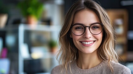 Canvas Print - Woman with glasses smiling