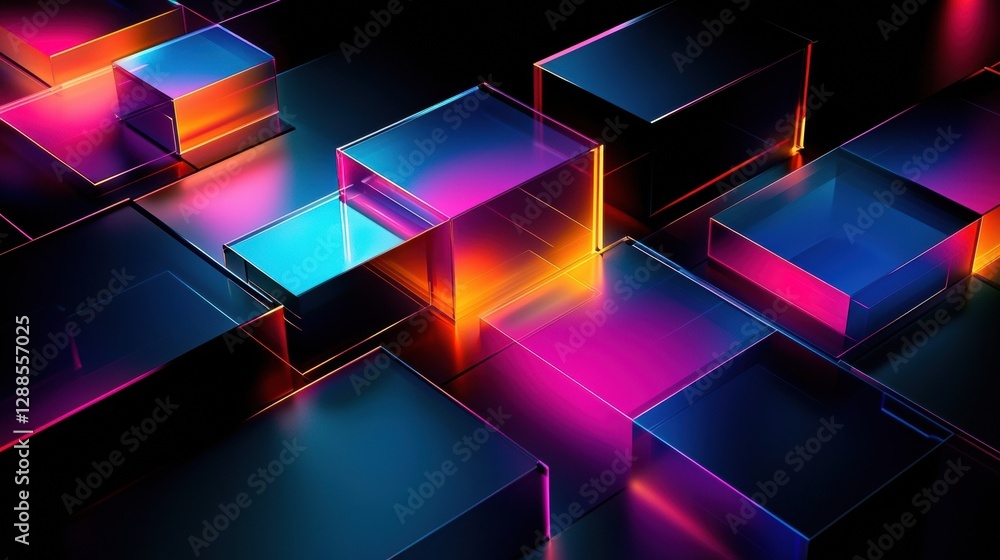 Generative AI geometric shapes in vibrant colors create a stunning ...