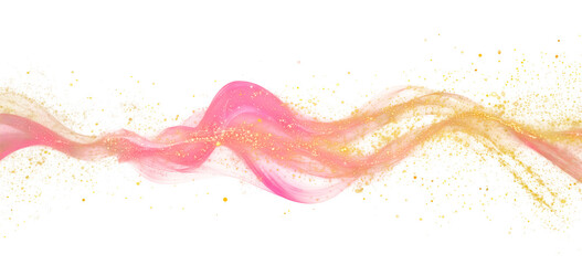 Aufkleber - Light trail abstract background. Golden glitter waves and sparkling gold light painting with sparkling particles
