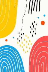 Wall Mural - bright fun doodle pattern quirky shapes perfect for design projects.