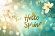 © Ivanna - Hello spring text and beautiful magnolia flowers