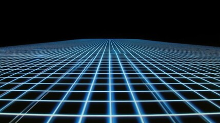 Wall Mural - futuristic grid landscape, digital art, dark background, technology concept