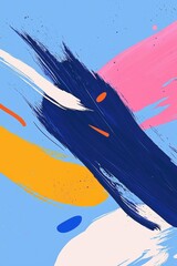 Wall Mural - modern flat with vibrant blue, pink, and orange strokes.