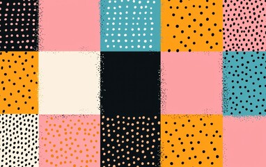 Wall Mural - retro pop art pattern vibrant with pink, black, orange, and teal dots.
