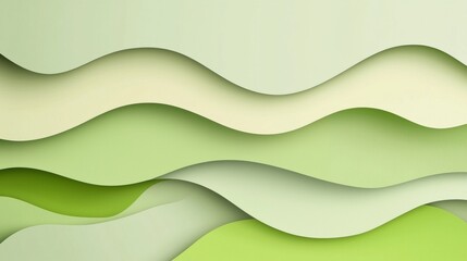Wall Mural - dynamic abstract paper cut background with layered green tones.