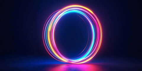 Wall Mural - glowing neon number eight Neon Rings