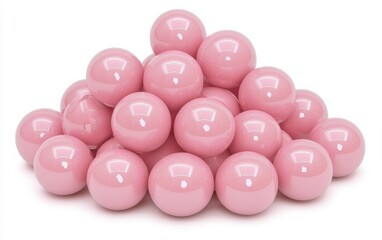 Wall Mural - stand out pink bubbles on a white background, playful, vibrant.