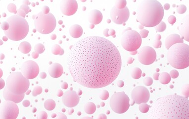 Wall Mural - pink bubbles on white background create a vibrant, playful scene.