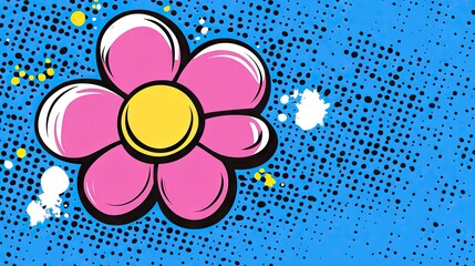 Canvas Print - Pop art flower, blue background, design element, graphic