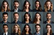 © miss irine - Mosaic of diverse business people portraits. Group of men, women in formal suits. Different ages, ethnicities. Professionals collage of confident face expressions for corporate site, company staff
