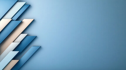 Poster - Abstract geometric background with layered blue and beige diagonal shapes creating modern design