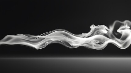 Poster - White smoke plume floating on dark gray background. Abstract art graphic illustration. Background, artistic use