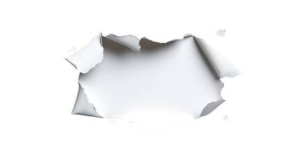 Wall Mural - Torn hole in white paper, abstract minimalist background texture with copy space for design