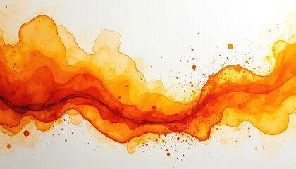 Aufkleber - Abstract orange and yellow splash on white. Alcohol ink illustration, modern art. Authentic vibrant liquid gradient, unique effect. Swirl colours motion background. Contemporary artwork print.