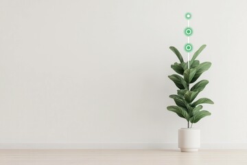 Canvas Print - Modern indoor plant in a minimalist pot, showcasing a vibrant green foliage against a neutral background, perfect for home decor and wellness concepts