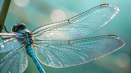 Dragonfly's Delicate Dance: A macro shot showcases the ethereal beauty of a dragonfly, its intricate wings catching the light with stunning detail, creating a sense of wonder and serenity.