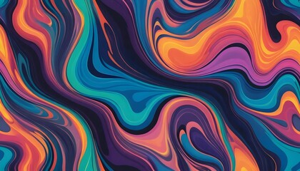 Canvas Print - colourful swirling abstract artwork dynamic patterns with palette of warm & cool colours, motion flowing curve multicolour background