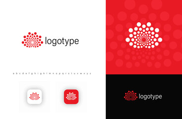 Aufkleber - Dotted lotus logo, symbolizing connection, data flow, innovation, beaut, femine and tender. Ideal for spa, yoga, technology, analytics, fashion or communication industries. Vector logo
