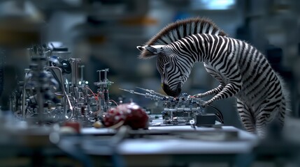Aufkleber - Innovative zebra designs medical devices in a high-tech lab futuristic environment unique perspective
