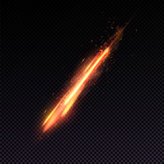 Fototapete - Flying meteor, comet, space object. Vector illustration.
