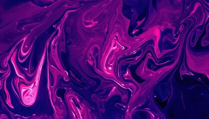 Aufkleber - abstract purple fluid art with swirling patterns, vibrant neon paint mixed in a dynamic composition for creative design use