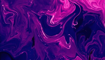 Aufkleber - abstract purple fluid art with swirling patterns, vibrant neon paint mixed in a dynamic composition for creative design use