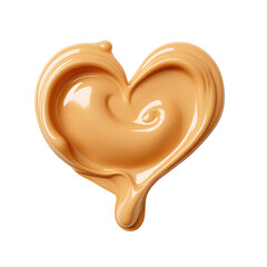 Wall Mural - creamy caramel sauce heart shaped on transparent background