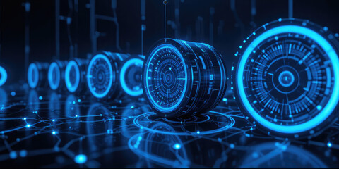 Futuristic Digital Technology Background, AI, Data Transfer, and Neural Networks Etc Concept.