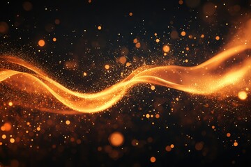Aufkleber - A golden wave of shimmering particles flows gracefully across a dark background, creating a luxurious and elegant visual.