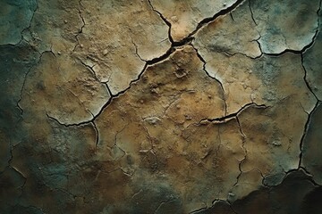 Fototapete - Arid, cracked earth texture showing drought, dryness, and desertification.