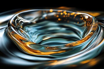 Leinwandbilder - Abstract swirling liquid, teal and gold hues, creating a mesmerizing vortex.