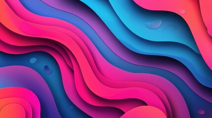Wall Mural - abstract colorful waves in gradient pattern of pink and blue tones