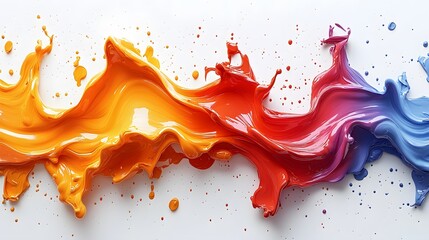 Wall Mural - vibrant abstract flow of colorful paints on white background
