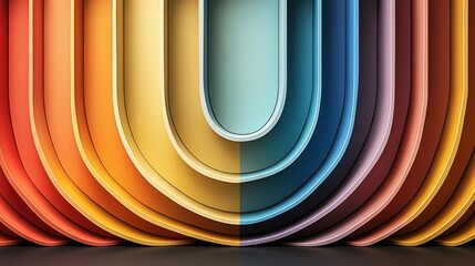 Wall Mural - abstract colorful layers of paper curves in warm and cool tones