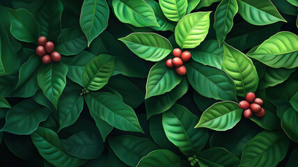 Wall Mural - growth trees concept with coffee bean seedlings in a beautiful green nature background