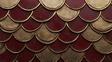 Wall Mural - Red and Gold Scale Pattern Texture Design