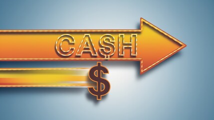 Wall Mural - Cash Directional Arrow Sign with Bright Colors and Dollar Symbol