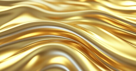 Canvas Print - Abstract background of flowing golden fabric with soft waves and highlights. Luxurious, elegant, and rich texture