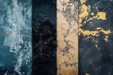 Wall Mural - Abstract Textured Background In Blue Black And Gold