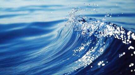 Wall Mural - Shimmering Blue Water Waves Under Bright Light Reflection
