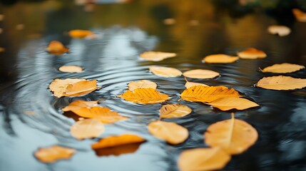 Wall Mural - autumn leaves on the water