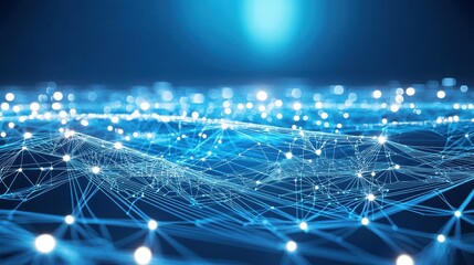 Wall Mural - abstract digital network connection with bright dots and lines