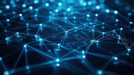 Wall Mural - blue digital network connection technology with glowing lines and nodes