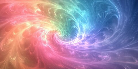 Wall Mural - enchanted fairytale sky with soft pastel swirls and rainbow glows.