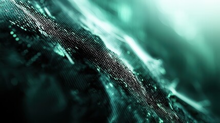 Wall Mural - abstract green wave pattern with light reflections and textures