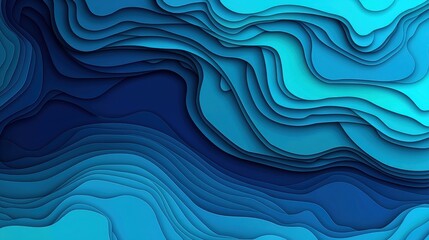 Poster - Abstract Blue Waves in Smooth Layered Design for Creative Projects