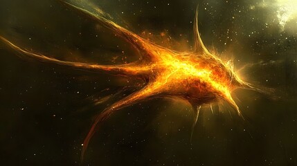 Wall Mural - Vibrant Abstract Cosmic Energy Burst in a Dark Stellar Background with Glowing Particles