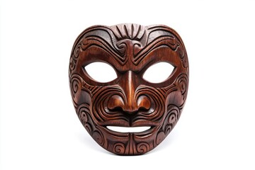 Wall Mural - Intricate Wooden Mask Polynesian Tribal Art